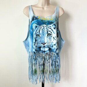 Tiger Fringe Tank Top Hand Cut Muscle Tank The Mountain Apparel